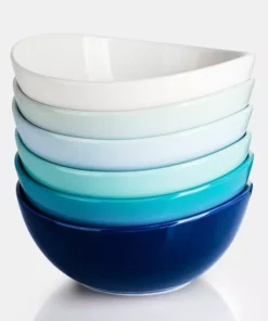 Promo ✨ Sweese Blue Assorted Curved Porcelain Bowls ????