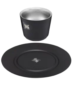 Wholesale ⭐ Stanley The DayBreak Demitasse Cup & Stillness Saucer | 2.2 OZ ❤️ -Sweese Elegant Shop B2B Web PNG Demitasse Cup Stillness Saucer 2 2OZ Matte Black Hero Exploded