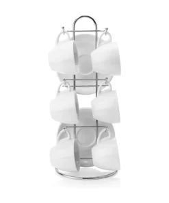 Deals ???? Sweese Porcelain Espresso Cups with Saucers and Metal Stand ????