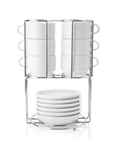 Discount ❤️ Sweese Stackable Espresso Cups with Saucers and Metal Stand ????
