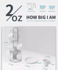 Deals ???? Sweese Porcelain Espresso Cups with Saucers and Metal Stand ???? -Sweese Elegant Shop EspressoCupswithSaucers 2