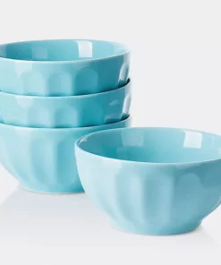 Top 10 ⭐ Sweese Turquoise Porcelain Fluted Bowls, Set of 4 ????