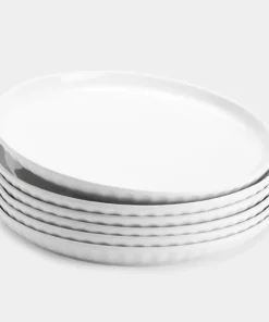 Outlet ???? Sweese White Fluted Round Porcelain Plates ????