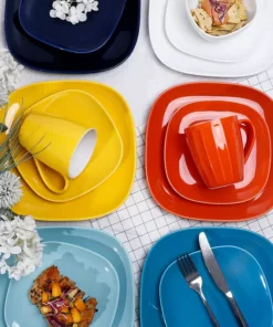 Hot Sale ⭐ Sweese Square Hot Assorted Porcelain Plates ???? -Sweese Elegant Shop Square dinner plate set 6 color f26105d8 8929 4755 81a0 048221865282