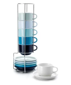 Best reviews of ???? Sweese Porcelain Stackable Coffee Cups with Saucers and Metal Stand ???? -Sweese Elegant Shop coffeecupswithsaucersandstand 1