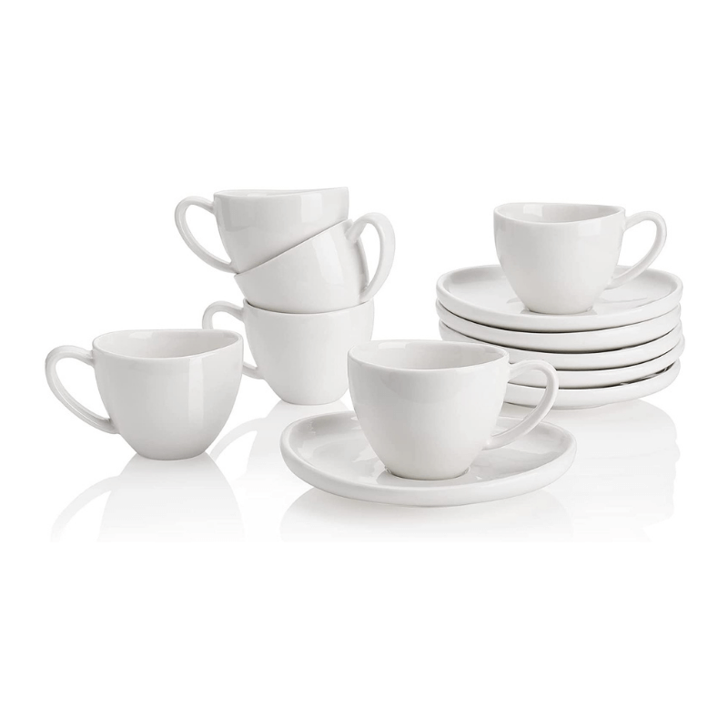 Best Pirce ❤️ Sweese Curved Porcelain Espresso Cups with Saucers ???? 2 Best Pirce ❤️ Sweese Curved Porcelain Espresso Cups with Saucers ???? - Image 2