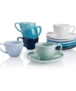 Best Pirce ❤️ Sweese Curved Porcelain Espresso Cups with Saucers ????