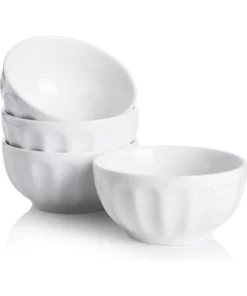 Discount ???? Sweese White Fluted Porcelain Bowls, Set of 6 ⭐ -Sweese Elegant Shop flutedbolws