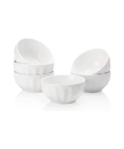 Discount ???? Sweese White Fluted Porcelain Bowls, Set of 6 ⭐ -Sweese Elegant Shop flutedbolws 1