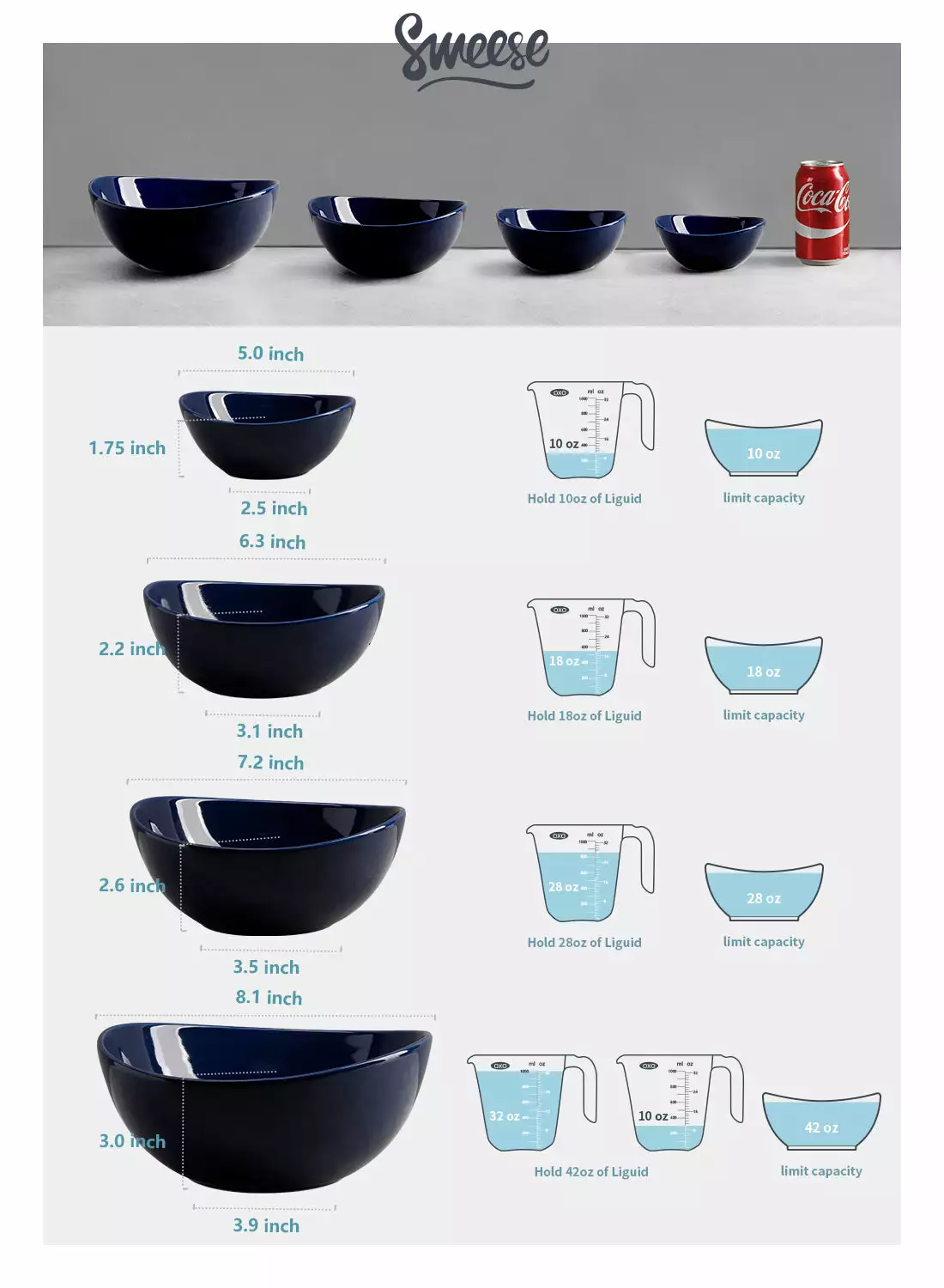 Budget ???? Sweese Navy Curved Porcelain Bowls ✔️ 5 Budget ???? Sweese Navy Curved Porcelain Bowls ✔️ - Image 5