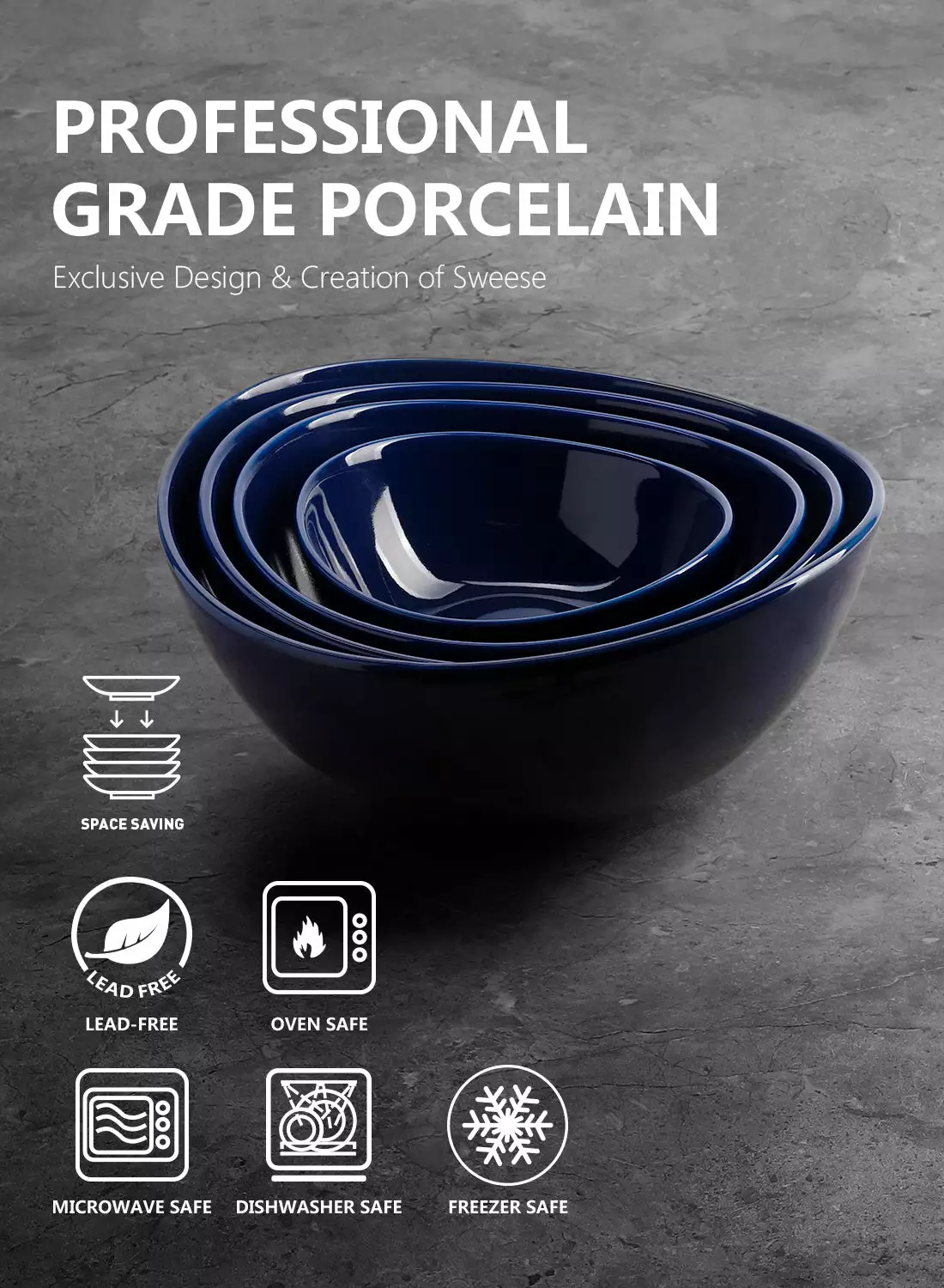 Budget ???? Sweese Navy Curved Porcelain Bowls ✔️ 4 Budget ???? Sweese Navy Curved Porcelain Bowls ✔️ - Image 4