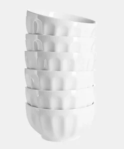 Discount ???? Sweese White Fluted Porcelain Bowls, Set of 6 ⭐