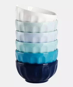 Discount ✔️ Sweese Blue Assorted Fluted Porcelain Bowls ????